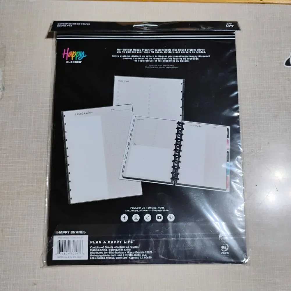 Big Happy Planner Sharp Studies Teacher Filler Paper 40 sheets